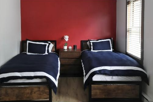 Bedroom at the retreat lodging